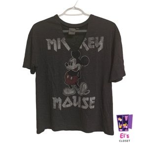 Disney Micky Mouse Gray Short Sleeve Top SizeS